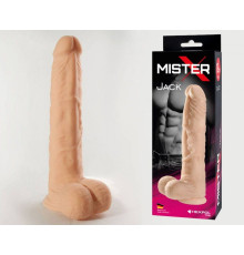 Телесный фаллоимитатор с мошонкой на присоске Jack