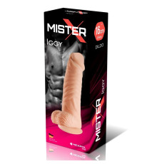 Телесный фаллоимитатор с мошонкой на присоске Iggy