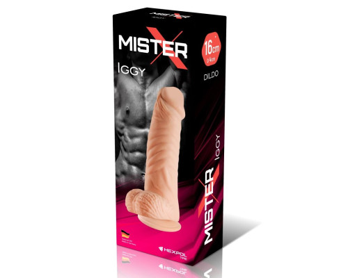 Телесный фаллоимитатор с мошонкой на присоске Iggy