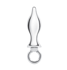Металлический плаг с кольцом Stainless Steel Metal Tapered Butt Plug With Loop Hardware - 10 см.