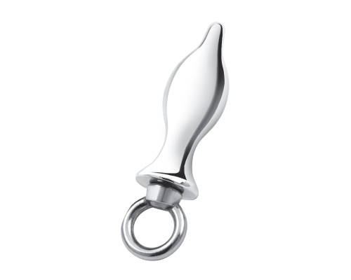 Металлический плаг с кольцом Stainless Steel Metal Tapered Butt Plug With Loop Hardware - 10 см.