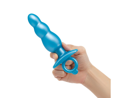 Голубая анальная пробка-елочка из силикона Bounce Plug - 14,3 см.