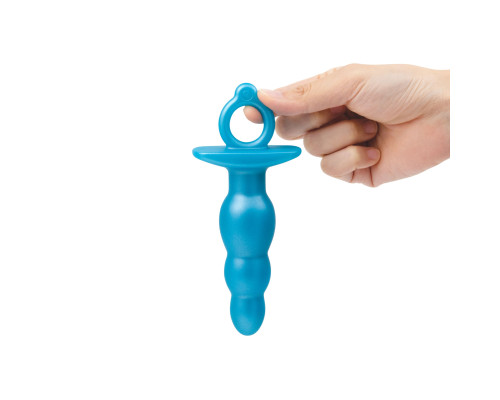 Голубая анальная пробка-елочка из силикона Bounce Plug - 14,3 см.