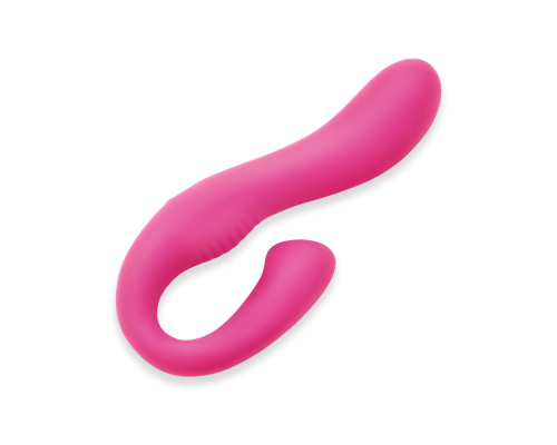 Розовый вибромассажер с клиторальным отростком Harmony Vibe - 16,8 см.