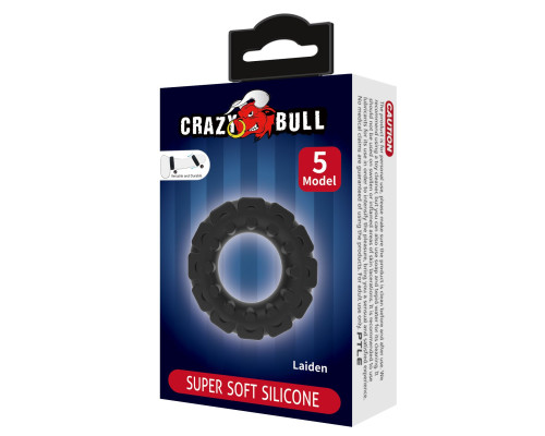 Черное фигурное силиконовое эрекционное кольцо Laiden