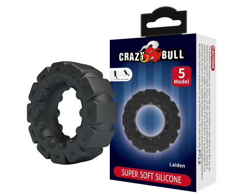 Черное фигурное силиконовое эрекционное кольцо Laiden