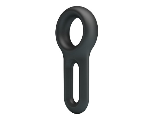 Черное эрекционное кольцо Oniel с петлёй для мошонки