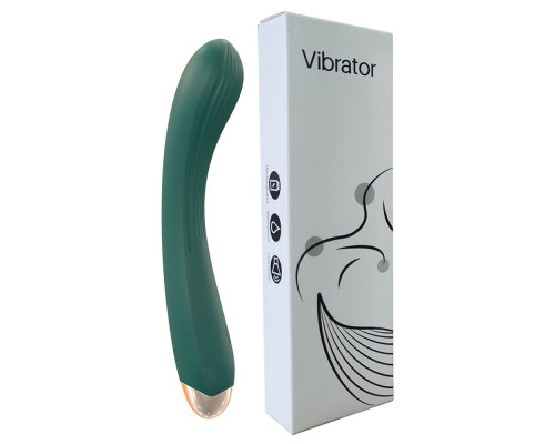 Зеленый вибратор для G-точки - 20 см.