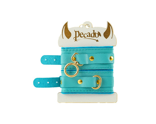 Голубые двуслойные кожаные оковы