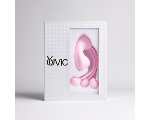 Розовый вакуумный стимулятор клитора с вагинальными виброшариками