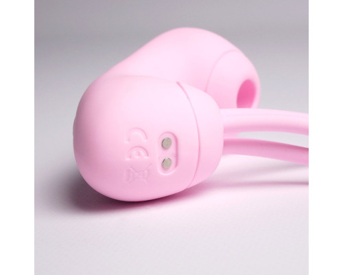 Розовый вакуумный стимулятор клитора с вагинальными виброшариками