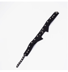 Черный однослойный кожаный ошейник с имитацией воротничка