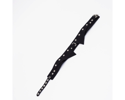 Черный однослойный кожаный ошейник с имитацией воротничка