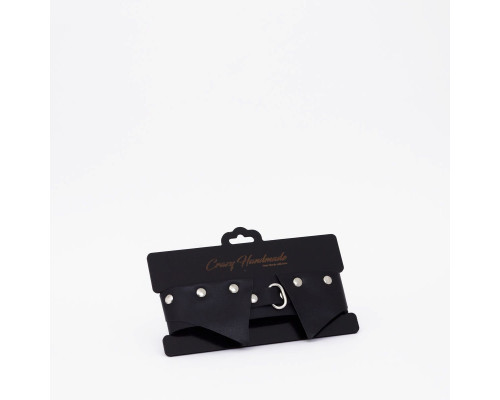 Черный однослойный кожаный ошейник с имитацией воротничка