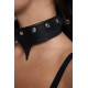 Черный однослойный кожаный ошейник с имитацией фигурного воротничка