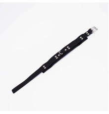 Черный ошейник из высококачественной натуральной кожи