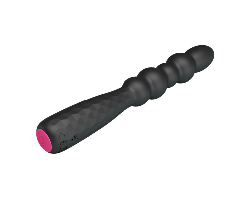 Черный гибкий анальный вибратор - 18,5 см.