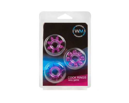 Набор из 3 лиловых эрекционных колец различной формы