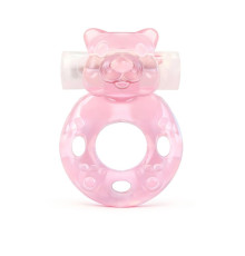Розовое эрекционное виброкольцо в форме мишки