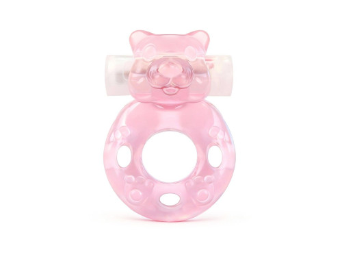 Розовое эрекционное виброкольцо в форме мишки