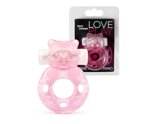 Розовое эрекционное виброкольцо в форме мишки