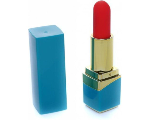 Голубой мини-вибратор в форме помады