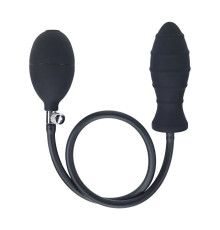 Черная анальная втулка с функцией расширения Ribbed Inflatable Silicone Anal Plug