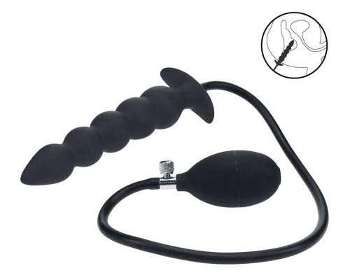 Черная анальная елочка с функцие расширения Beaded Inflatable Silicone Anal Plug