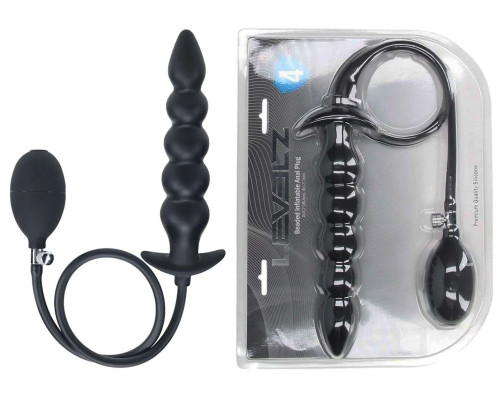 Черная анальная елочка с функцие расширения Beaded Inflatable Silicone Anal Plug